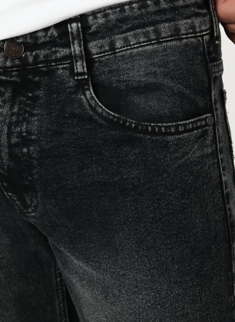 Urbano Fashion  Urbano Fashion Men's Black Bootcut Fit Mid Rise Tinted Heavy Washed Jeans Stretchable for Men | Best Price UAE